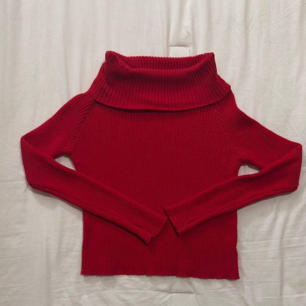 Women's Red Turtleneck Sweater